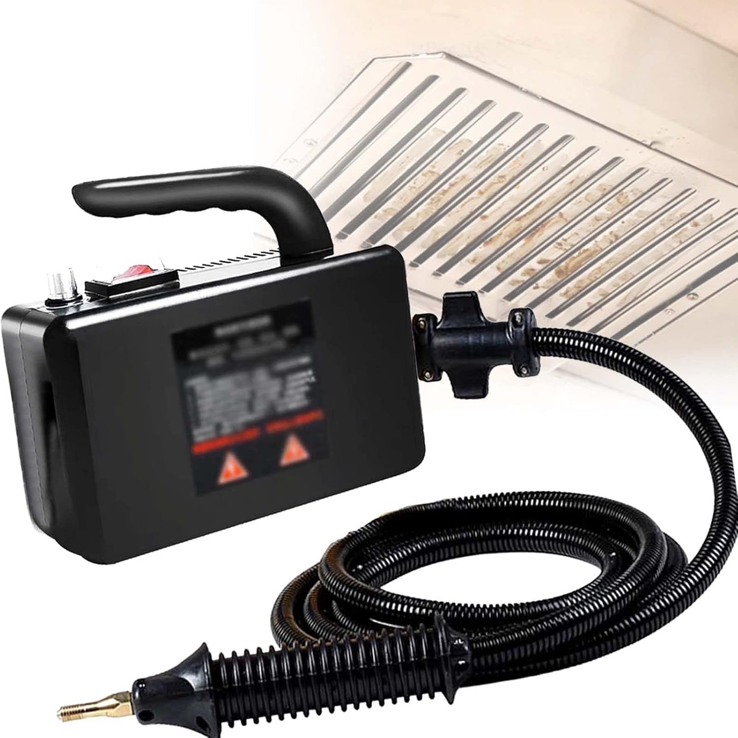 Portable Steam Cleaner,2600 Watt Handheld High Temperature Portable Cleaner,Tankless and Heavy Duty Home Grout Tile Car Detail Kitchen Bathroom (Black,Yellow),Black-220V