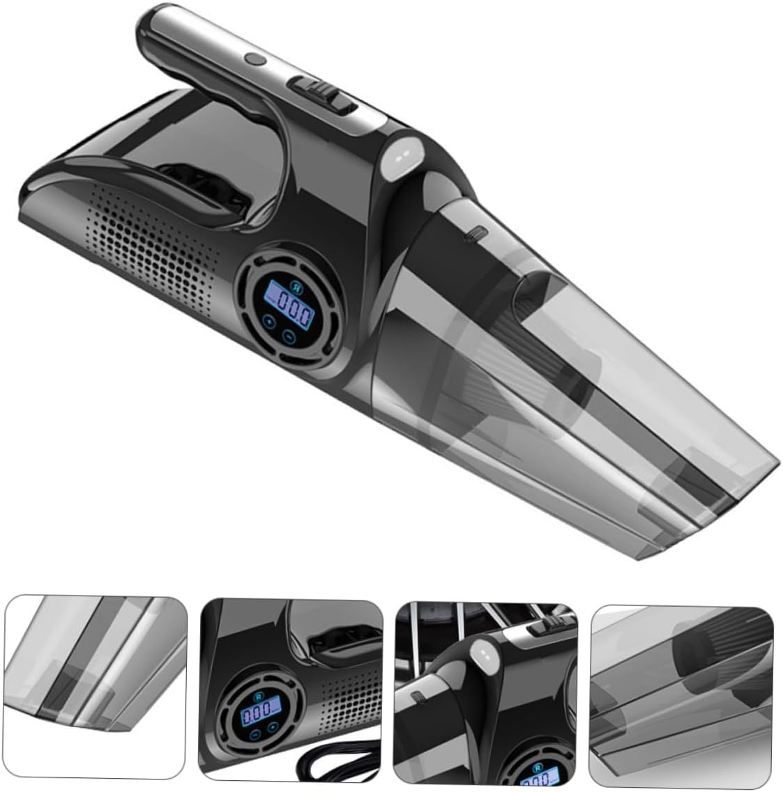 MUCKLILY 2pcs Car Air Pump Digital Tire Pressure Gauge Inflatable Air Pump Led Light Handheld Vacuum