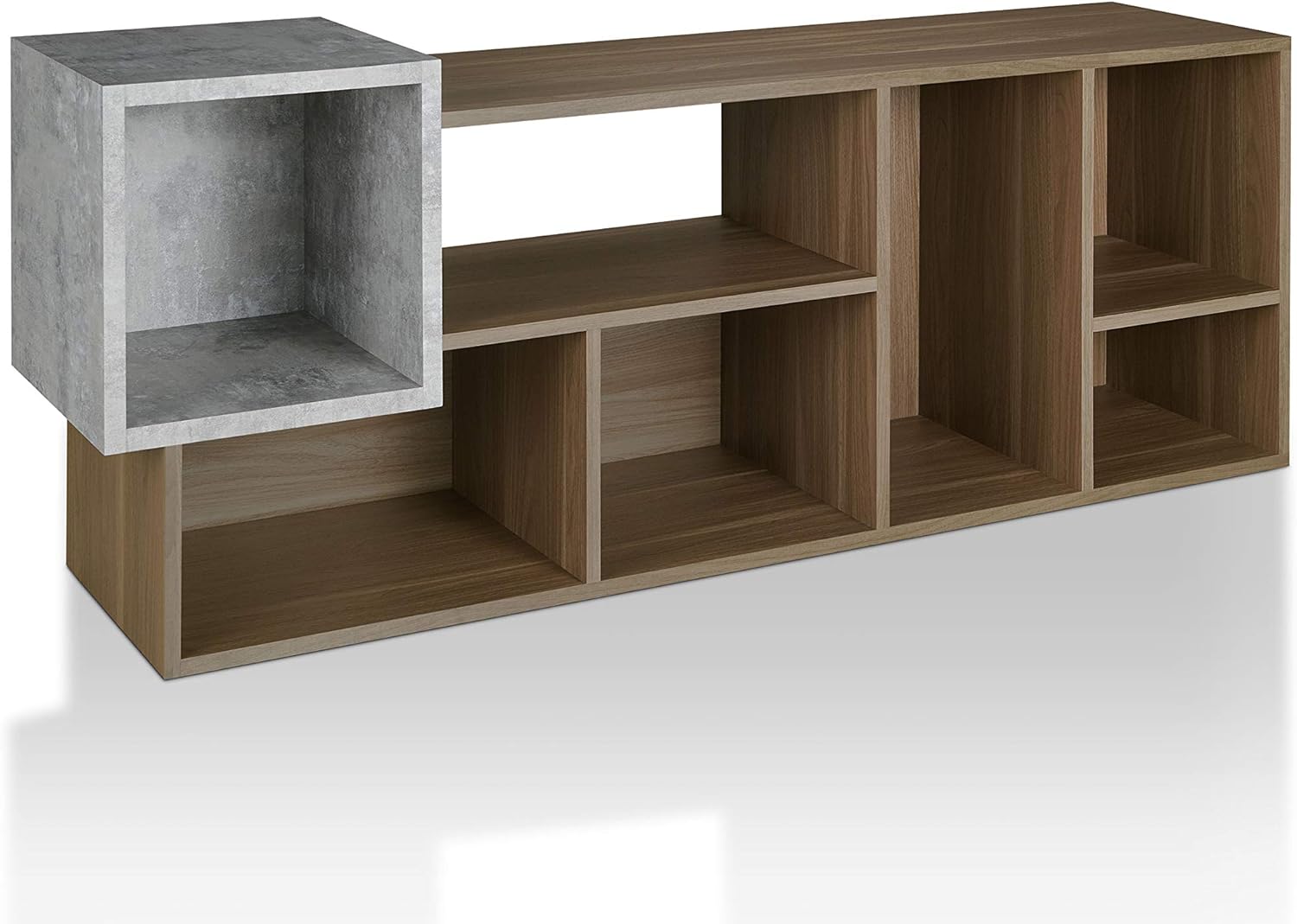 24/7 Shop at Home Darvel Modern Rectangle 7-Shelf Bookcase, Honey Walnut