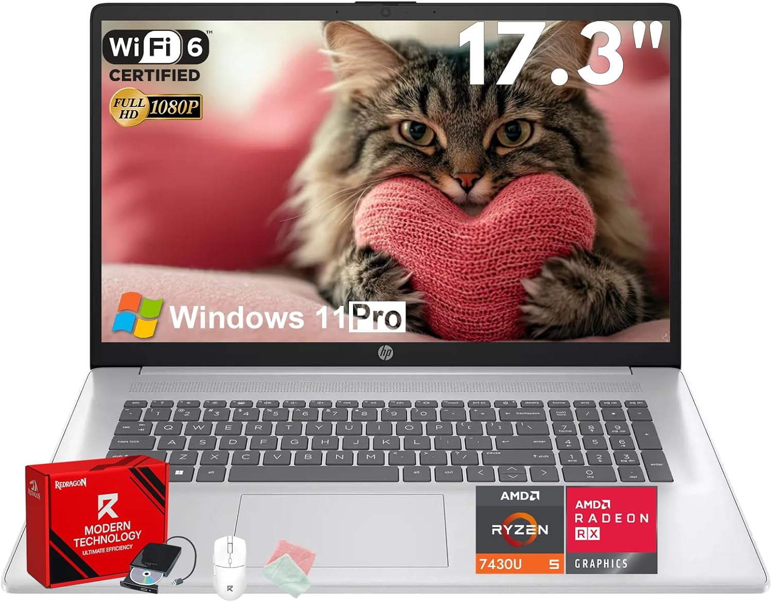 HP 17-inch Laptop Computer for Business & Student - AMD Ryzen 5 7430U(Up to 4.3GHz), 32GB RAM, 1TB SSD, 17.3