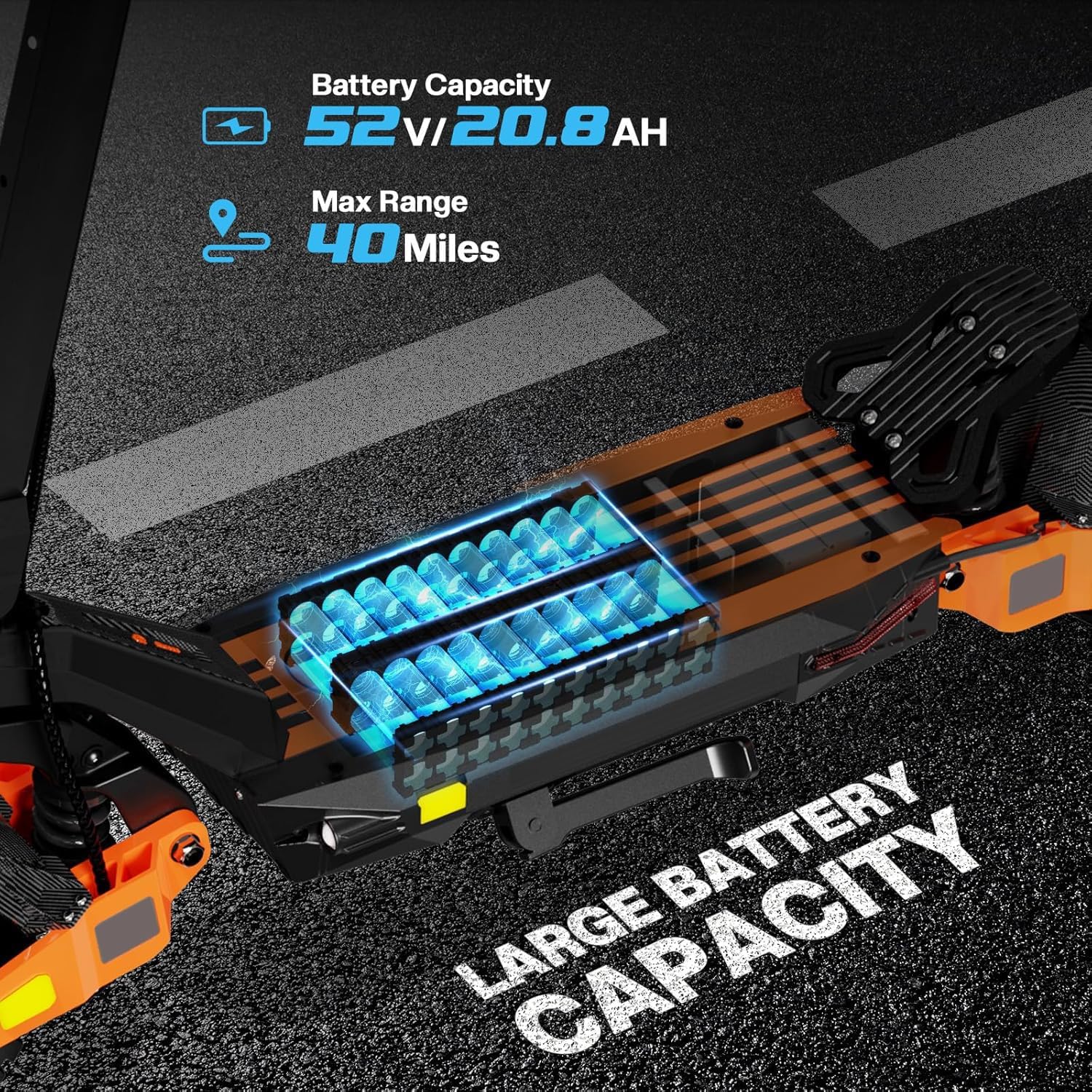 YING LU T2 Master 2400W Dual Drive Adult Commuter Scooter, 52V 20.8AH Power System, 35MPH & 40+ Mile Travel Capacity, Foldable Design with Hydraulic Suspension, All-Terrain Tires & Front Light