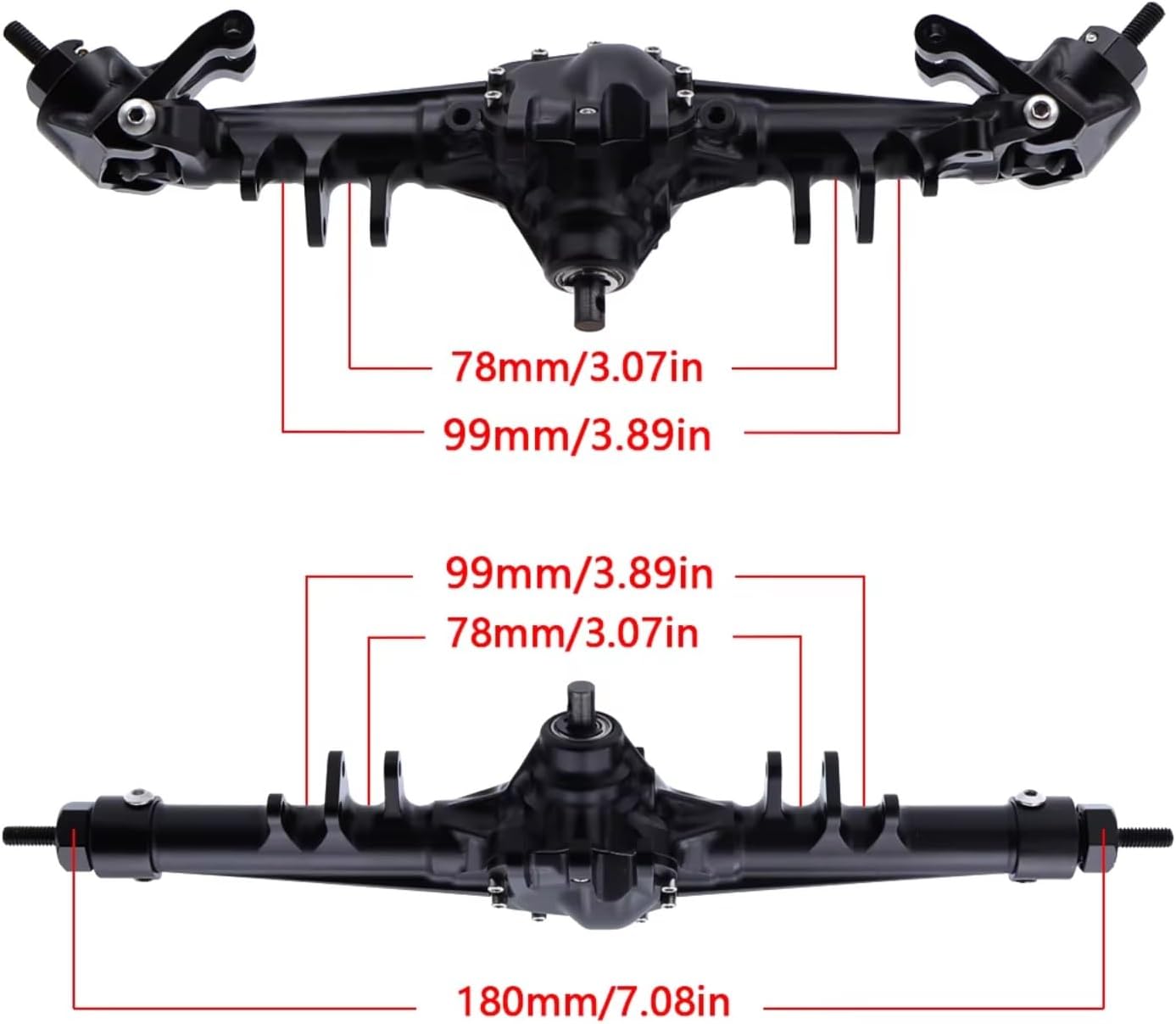 Rc Crawlers Axles For Axial For SCX10 II 90046 1/10 Integrated CNC Aluminum Front Rear Axle RC Crawler Rig Straight Complete Axles Upgrade Parts(Gray,1set)