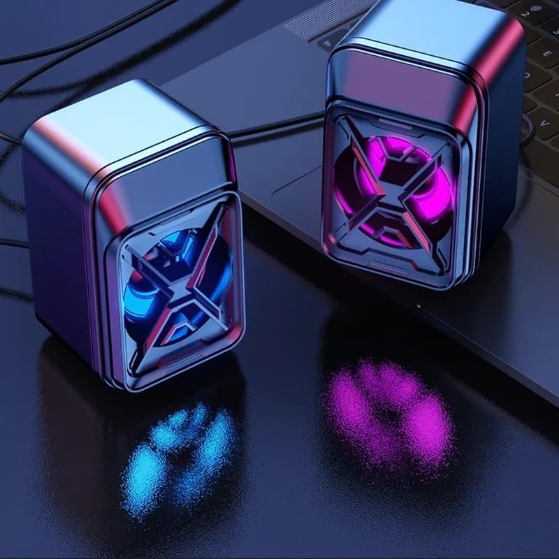 Small Desktop Speaker with Glowing LED Lights Colorful Speakers for Laptop Computer Audio