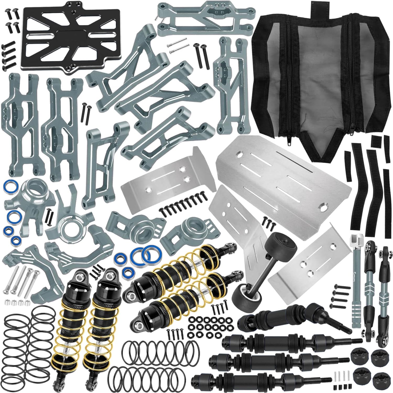 RC Upgrades Part for 1/16 Mini Maxx(#107154-1),Shocks,Dust Resist Cover,Controller Mount Plate,Drive Shaft,Wheelie Bar,Chassis,Arm,Caster/Steering Block,Stub Axle Carriers,Links,Titanium Black