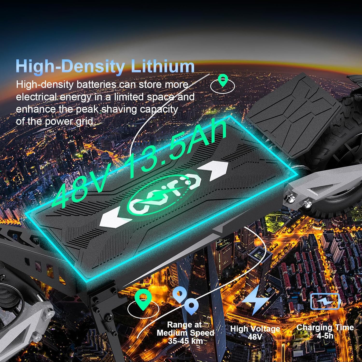 Off-Road Electric Scooter for Adults, 48V/13.5AH Battery 11