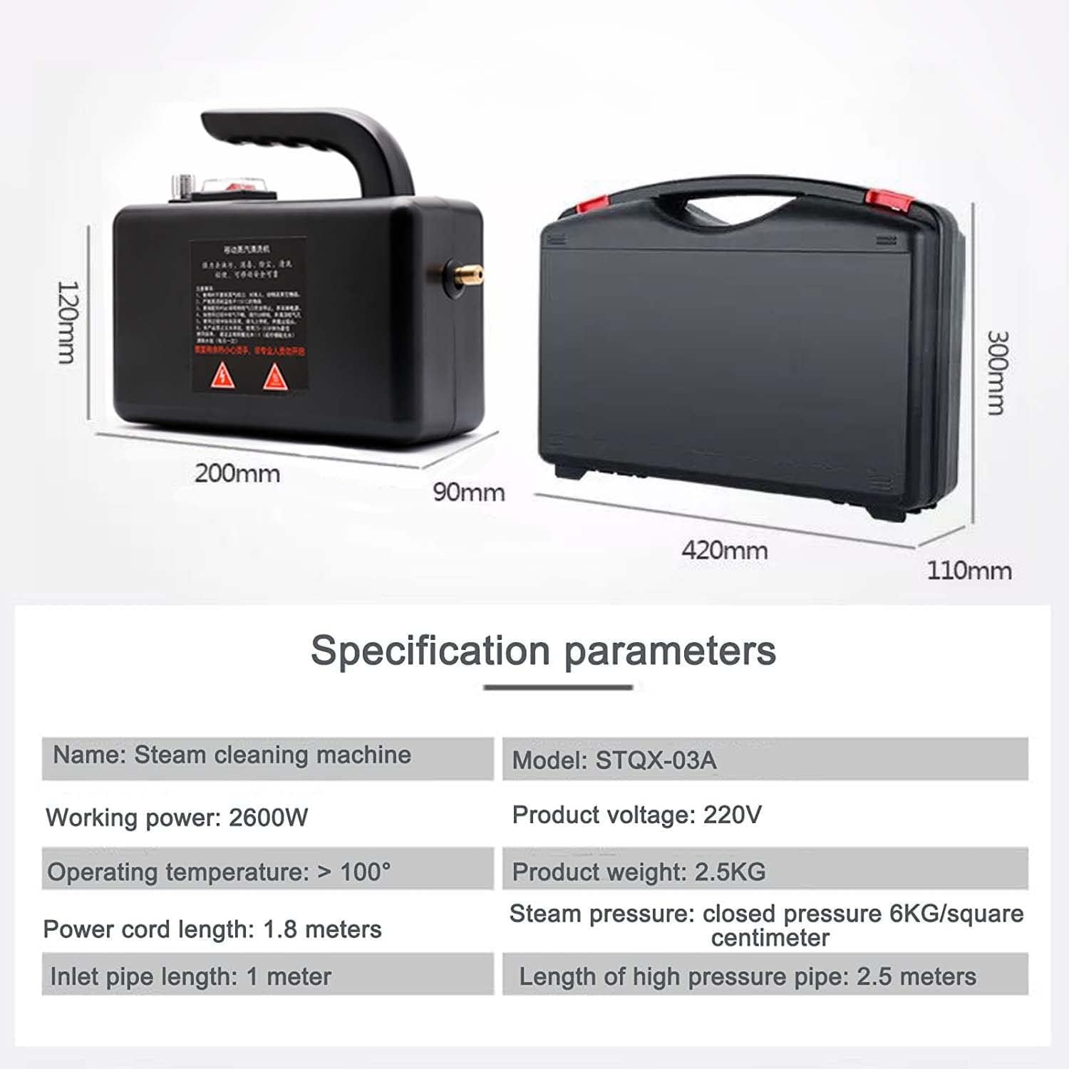 Pressure Steam Cleaner,2600W High Pressure Steam Cleaner with Nozzle,Home Tankless Grout Tile Car Detail Kitchen Bathroom (Black,Yellow),Black-220V