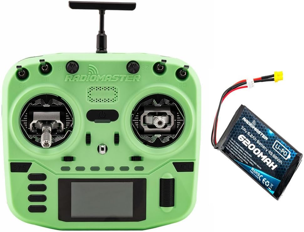 Radiomaster Boxer Crush Radio Controller Transmitter EdgeTX Operating System and ExpressLRS RF System Pre-Installed (ELRS M2 with 6200-Green)