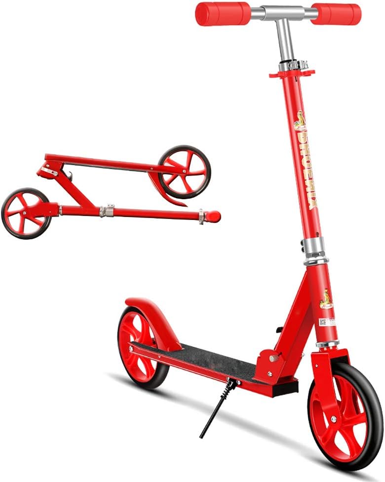 Foldable Scooters Kick Scooter with 2 Wheel, Quick-Release Folding System, Shock Absorption Mechanism, 8 inches Big Wheels for Adults Teens,Red