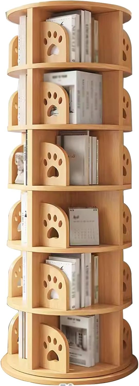 Rotating Wooden Bookshelf Children's Bookshelf Multi-Layer Magazine Rack Wooden Bookcase Office Storage Rack (Size : 52x52x201.5cm)