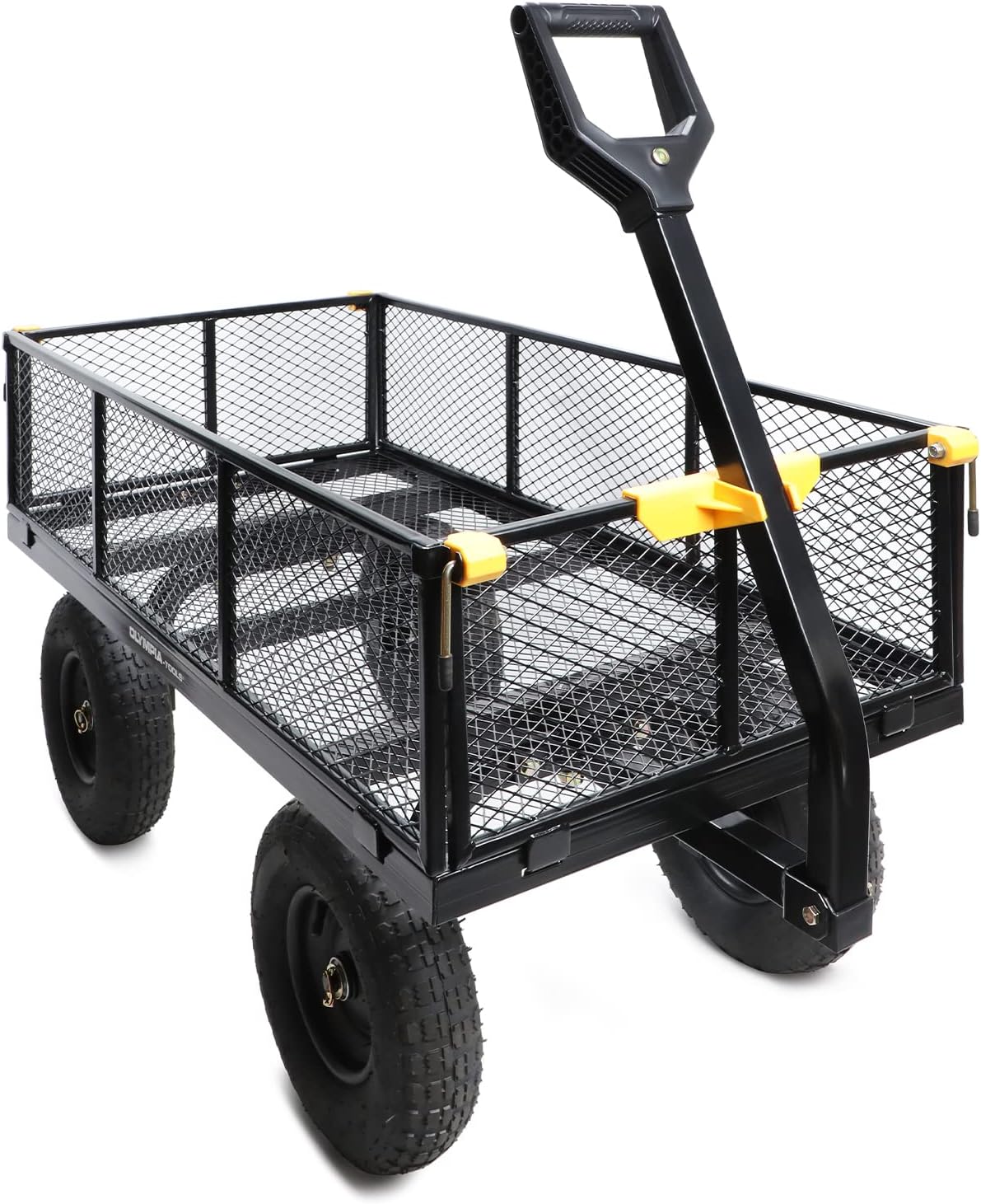 Olympia Tools Steel Garden Cart 1,000lbs 6-cu ft Utility Cart, Heavy Duty Wagon, with Removable Mesh Sides to Convert into Flatbed, Lawn and Utility Wagons Cart