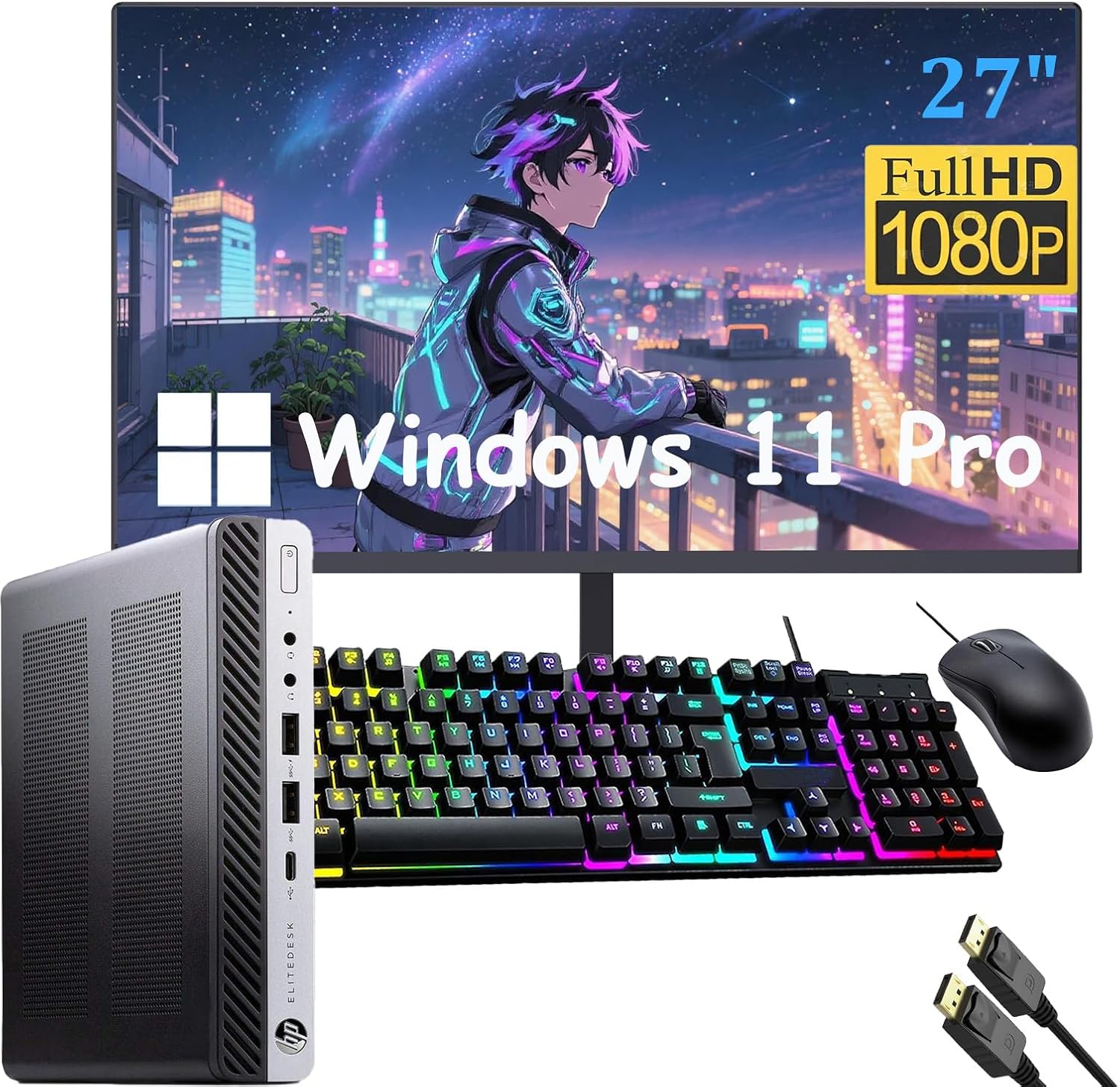 HP Elitedesk 800 G3 Mini PC Desktop with 27