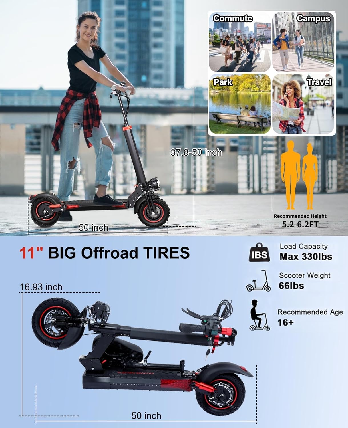 Electric Scooter Adults with Seat - 800W/1200W Motor, 28/40 Miles Long Range & 28/34 Mph Fast Electric Scooters with Seat,11