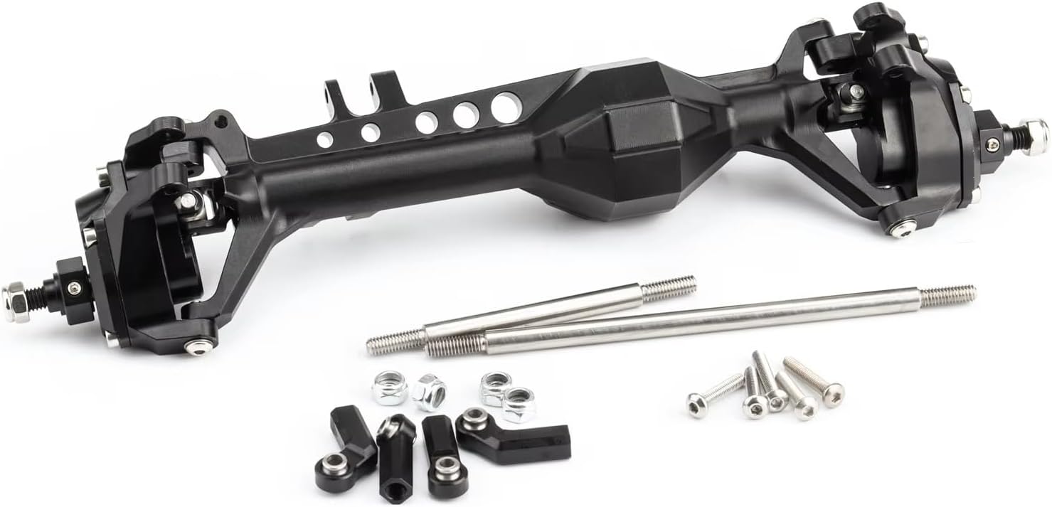 RC Axle Models For Vanquish VS4-10 For Axial 1/10 Front And Rear Portal Axle High Strength Aluminum CNC Machining Parts RC Crawler Model(Black)