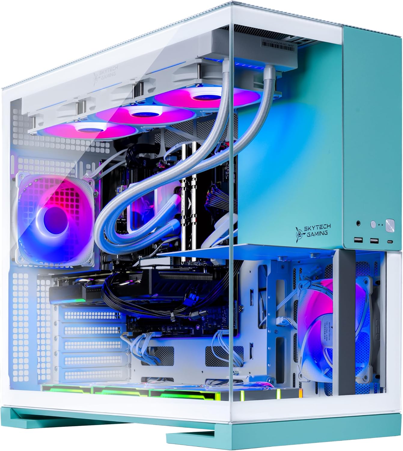 Skytech Gaming Aqua Gaming PC, AMD Ryzen 7 7800X3D 4.2GHz, NVIDIA RTX 5060 Ti 16GB, 1TB Gen4 NVMe SSD, 32GB DDR5 RAM 5600, 850W Gold ATX 3 PSU, 360 ARGB AIO, Wi-Fi, Win 11, Desktop
