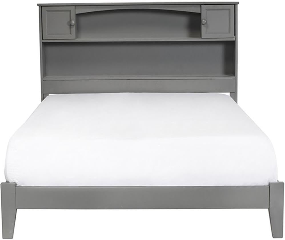 Pemberly Row Traditional Styled Wooden Full Bookcase Bed in Gray