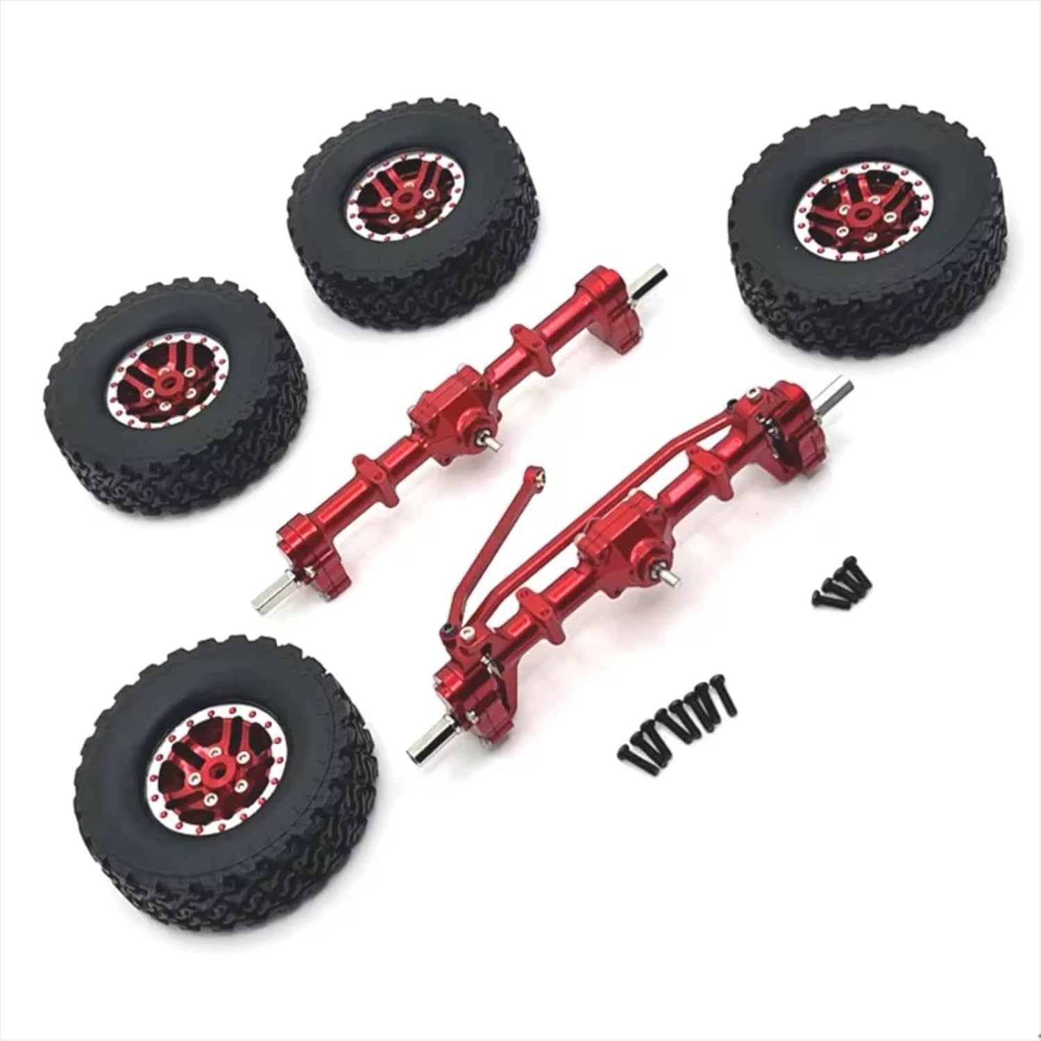 RC Models Parts For MN For MN82 LC79 For MN78 D90 D91 D96 99S 1/12 RC Car Parts Metal Upgrade Front And Rear Axle Wheel(Red)