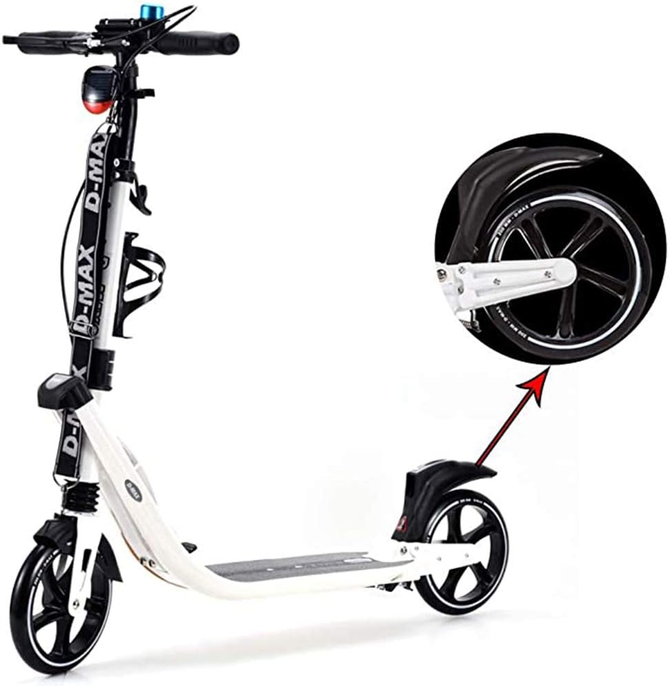 Sport Pro Scooter Stunt Kick Scooters with Brake and Suspension Light Frame Big 200mm Wheel Durable Push Scooter for Adults, Kids and Teens, White