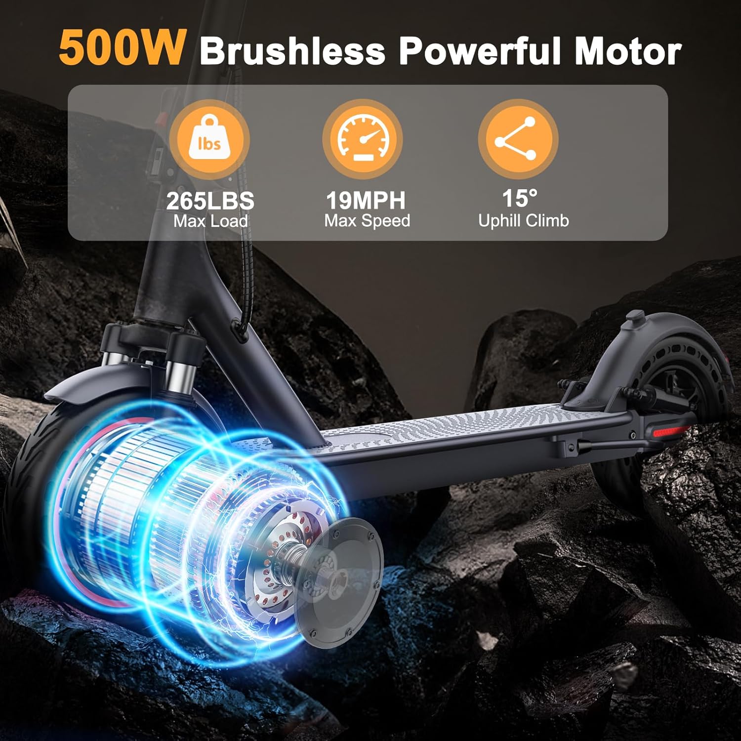 Electric Scooter, Powerful 500/350W Motor, 10