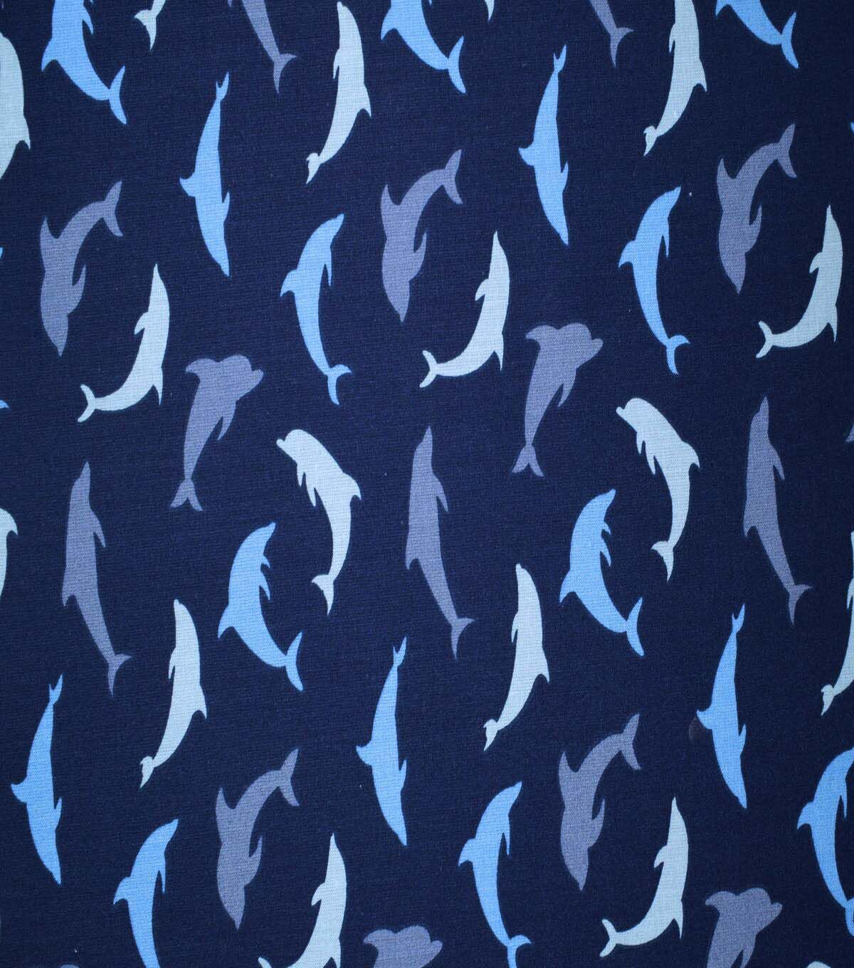 Underwater Dolphins on Blue Cotton Fabric by Quilter's Showcase