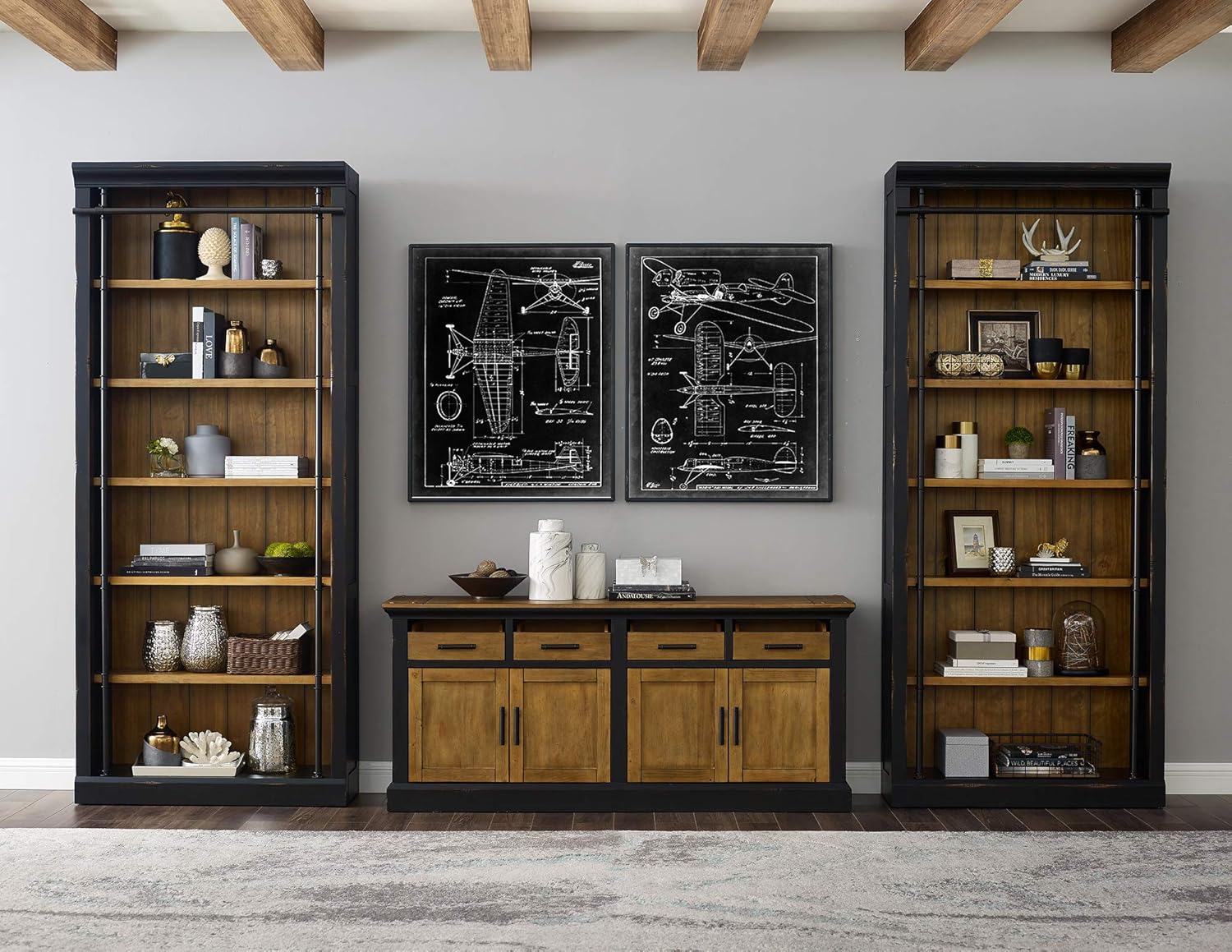 Martin Furniture Fully Assembled Aged Ebony Toulouse 6 Shelves Bookcase,