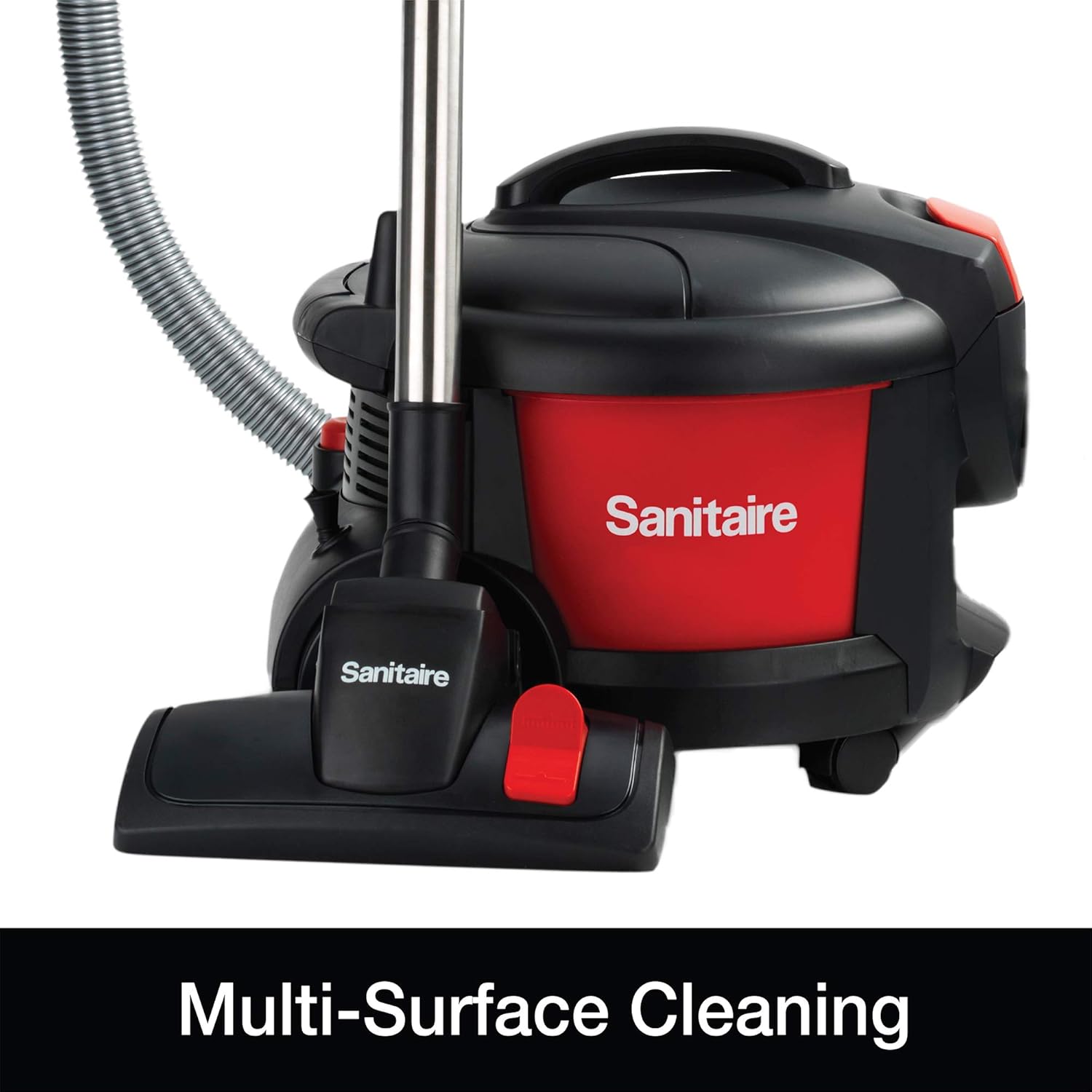 Sanitaire SC3700A Quiet Clean Canister Vacuum, Red/Black, 9.0 Amp, 11