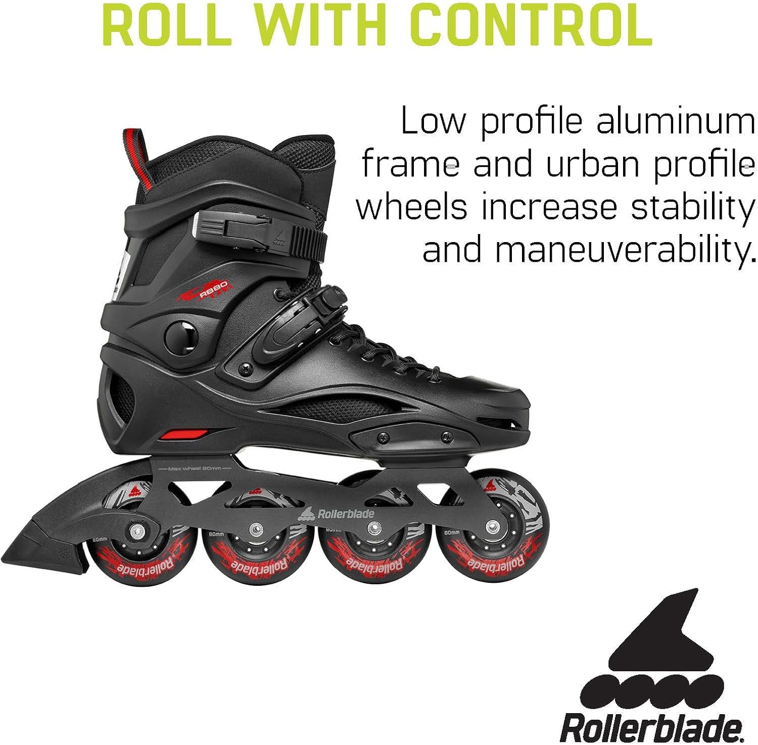 Rollerblade RB 80 Men's Urban Inline Skate, Black and Red