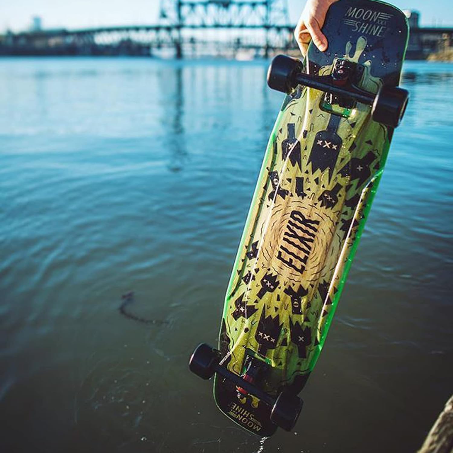 Longboard Skateboard, Freestyle Cruiser, Waterproof and Wood Construction, Cruise Skateboard and Longboard Decks, Lightweight Build (Elixir Deck Only)