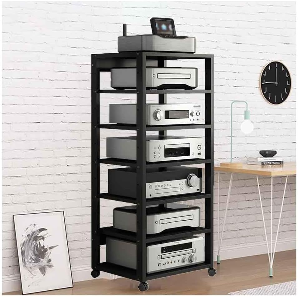 Media Stand Corner Shelf with Height Adjustable Wooden Shelf