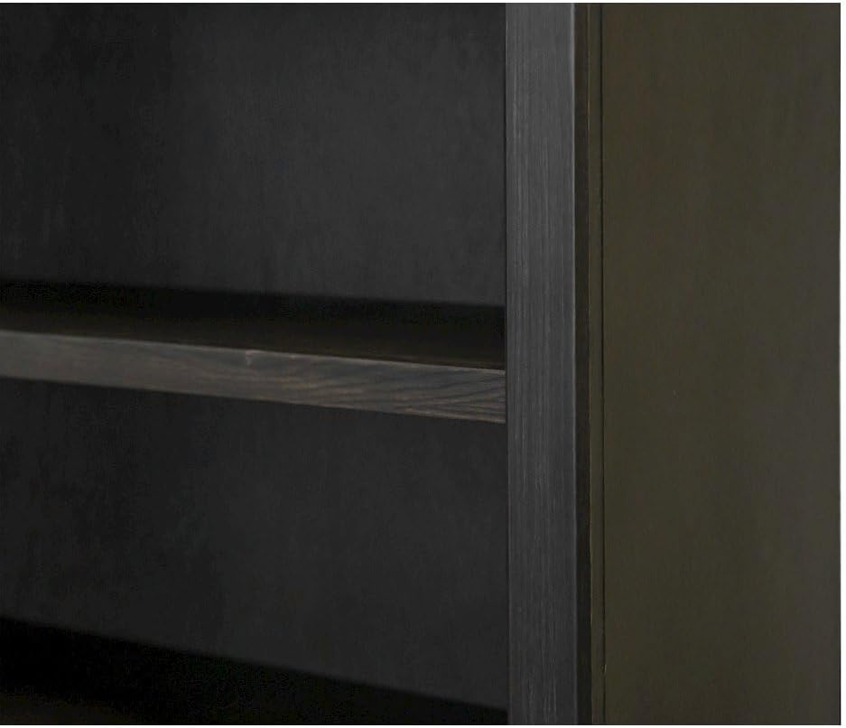 Starlight Wood Open Bookcase, 3 Adjustable Shelves, Fixed Shelf, Fully Assembled, Distressed Dark Brown Finish, 78-Inch Tall