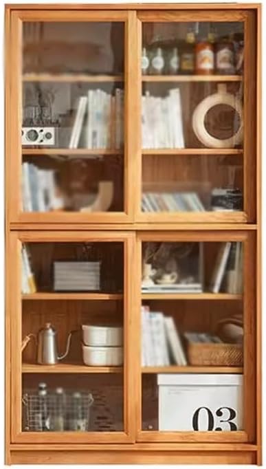 LOVULIFE Book Shelf Storage Rack Cherry Wood Bookcase Solid Wood Bookshelf Display Cabinet High Bookcase Desk Simple Storage Rack Locker Bookshelf Bookcase