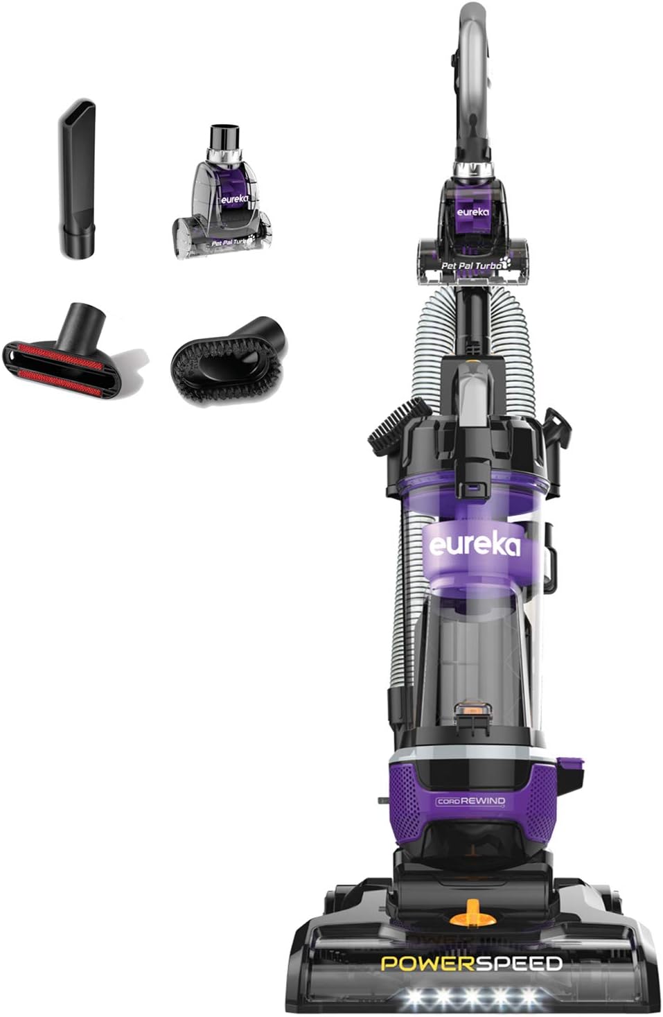 Eureka Powerful Lightweight Upright Vacuum Carpet and Floor, PowerSpeed NEU202 with Automatic Cord Rewind, Purple