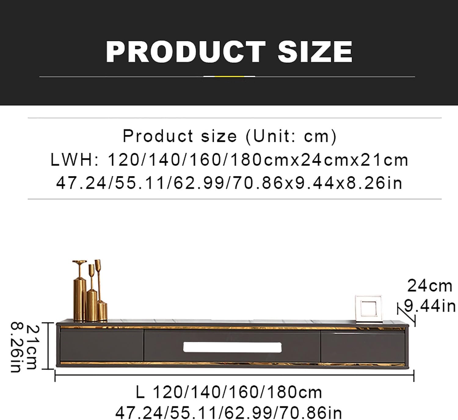 WTSMGS Floating Media Console Media Console Wall Mounted TV Stand with Drawers Floating TV Shelf Media Console Table with Flap Door TV Console Table with Cable Hole for Living Room Bedroom.