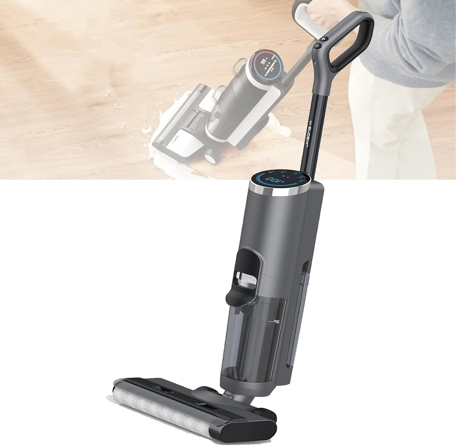 UILMLIO Household Floor Scrubber,Wet and Dry,850ml Clean Water Tank,600ml Sewage Tank,16kpa Suction Washing and Mopping Machine,Cleaning Machine