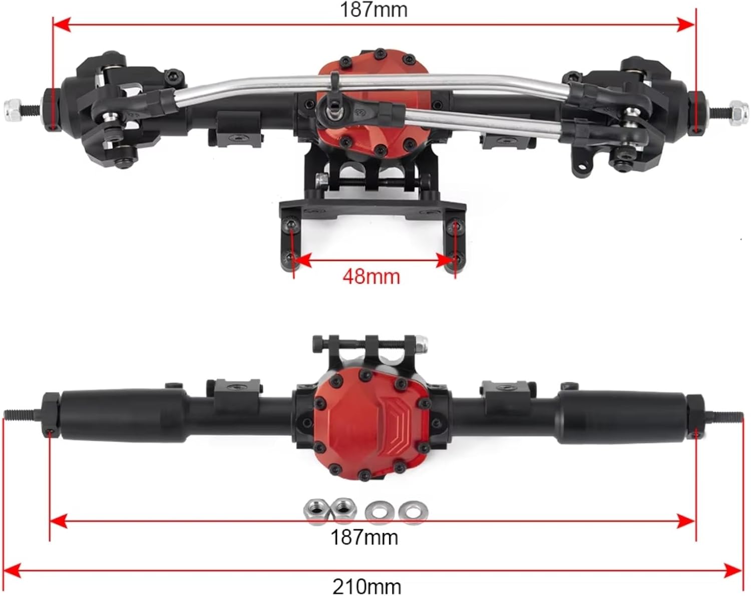 Rc Crawlers Axles for Axial for SCX10 II 90046 1/10 Front Rear Straight Axle Complete CNC Aluminum Alloy RC Crawler Car Model Upgrade Parts(1set)