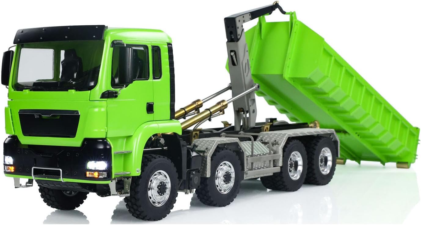 TOUCAN RC HOBBY 1/14 LESU TGS RC Hydraulic Roll On Off Dump Truck 8x8 Metal Chassis Dumper Differential Lock EDS Axles 2Speed Gearbox Model Car for Ages 14+