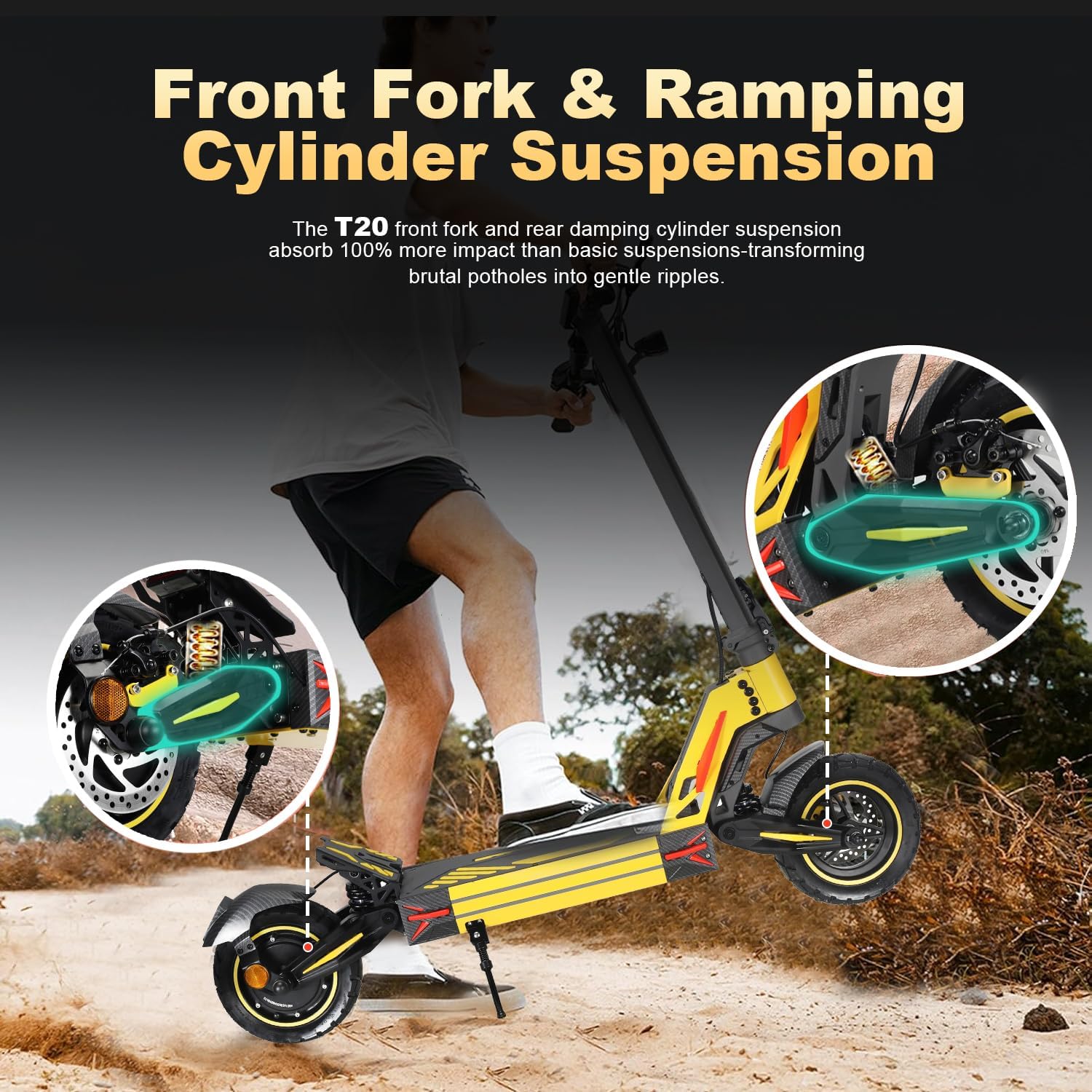 1600W High-Power Electric Scooter for Adults, 48V21AH Lithium Battery, Up to 36MPH, 32-35 Miles Range, Dual Suspension, Dual Brakes, 3 Speed Modes, LCD Display – Off-Road Folding E Scooter