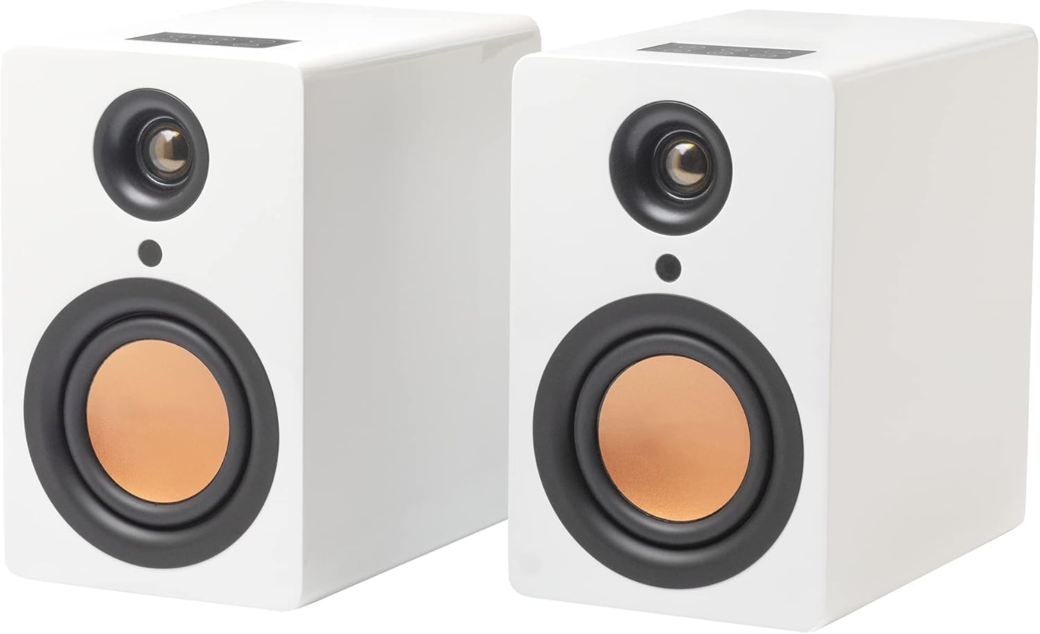 uStream One Active Stereo Speakers - TV Sound - NO Wire Between Left & Right Speaker - SOUNDBAR Killer - White