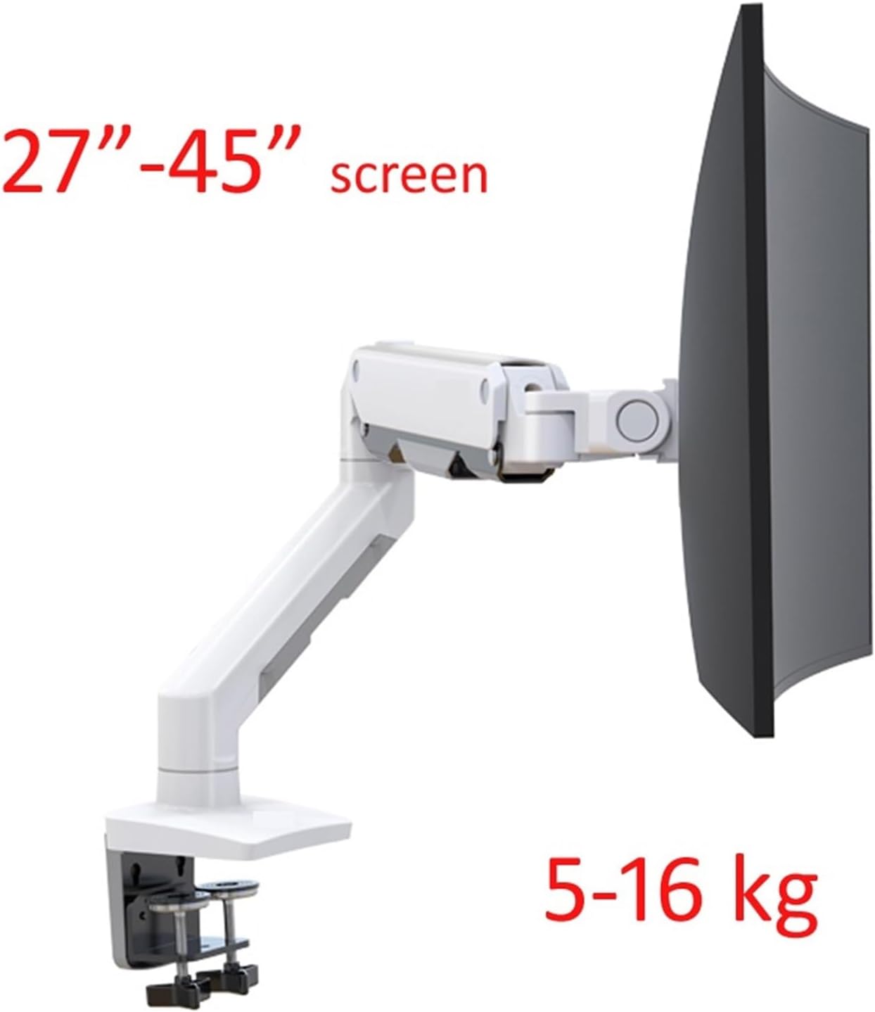 G50 27-inch-45-inch 42-inch Ultra-Wide Flat Curved Display Screen Desktop Stand Mechanical Spring 360-degree Rotation 5-16kg(White)