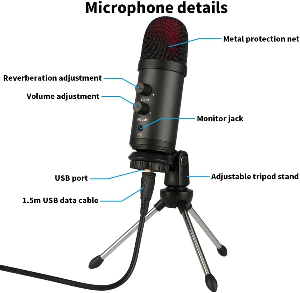BM900 USB Microphone for Recording/Streaming/Gaming, Professional Microphone for PC/Laptop, Voice Volume Control (A
