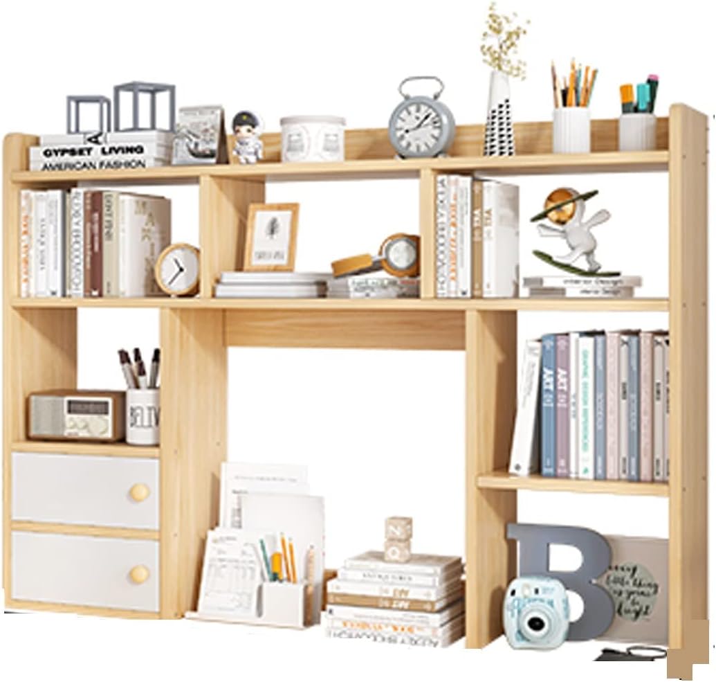 Bookcases Small Desk Bookshelf Rustic Oak + Warm White Bookshelf Storage Shelf Multi-Layer Office Shelf Bookcases and Book Shelves
