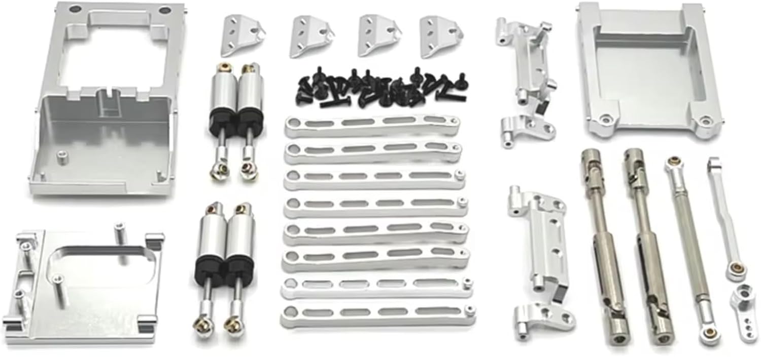 Rc Car Shock Absorber for MN168 for MN78 1/12 Metal for Chassis Link Rod Pull Rod Mount Oil Shock Absorber Drive Shaft Beam Kit RC Car Upgrade Parts Accessories(Silver)