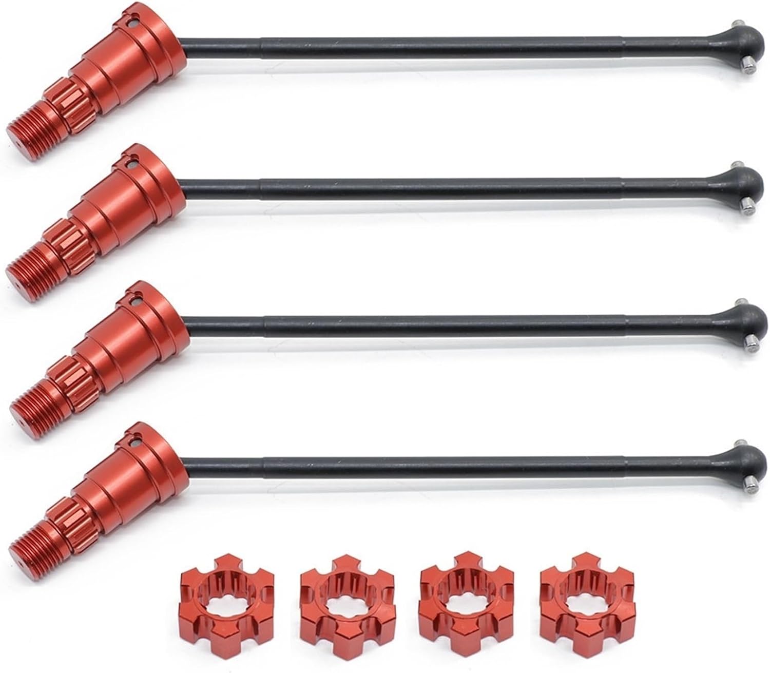RC Car Drive Shafts for Traxxas for X-Maxx 6S 8S 1/5 for Monster Truck Metal Front and Rear Drive Shaft CVD Transmission Shaft RC Car Upgrades Parts Accessories(Red,Size 4pcs)