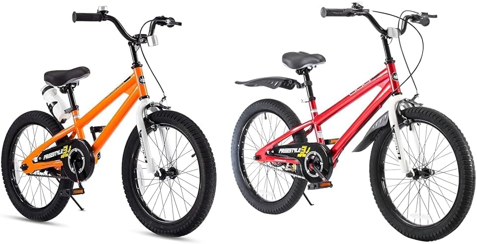 Royalbaby Kids Freestyle BMX Bicycles with Kickstand Gifts for Children Bikes 18 Inch Orange Freestyle Kid’s Bike for Boys and Girls, 20 inch with Kickstand, Red