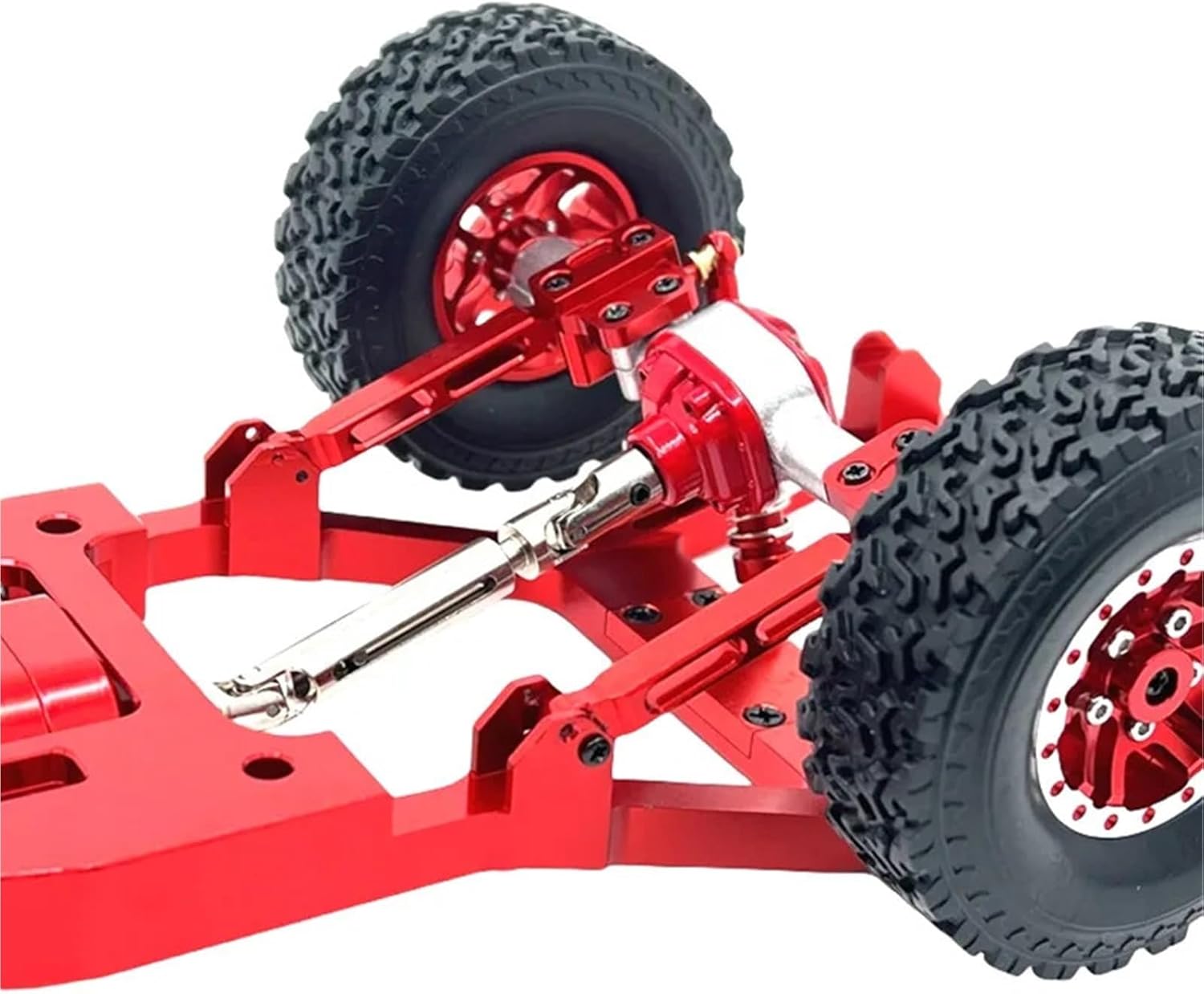 For MN82 1/12 Metal Front And Rear Axle Chassis Link Rod Shock Absorber Tire Set RC Car Upgrade Parts Accessories Models(Red)