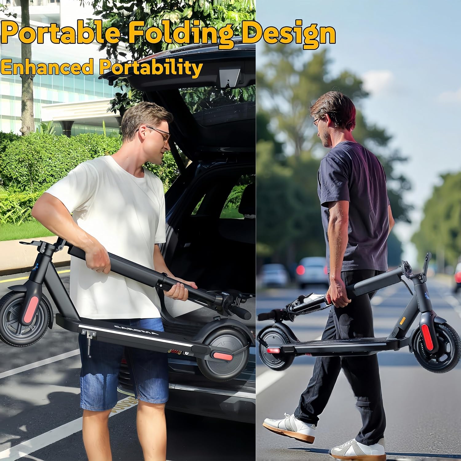 Caroma Electric Scooter with Seat Option,500/350W Motor Up to 25/20 Miles Range & 25/20 MPH Speed,9