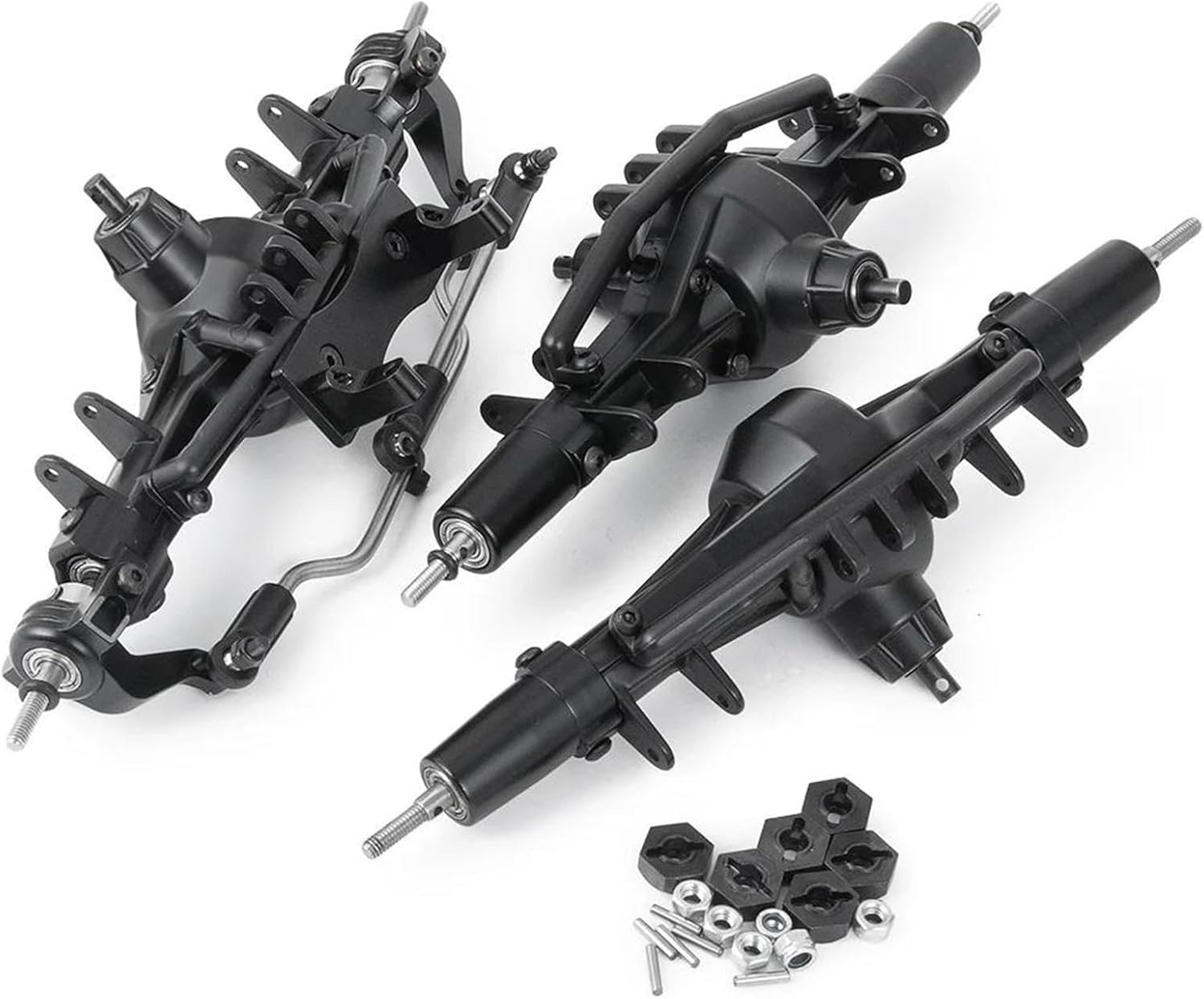 RC Vehicle Axles Compatible with Axial for SCX10 AX90021 RC Axle Aluminium Alloy Front/Middle/Rear Axle 1/10 RC Crawler Car Truck Model Upgrade Accessories(Color:1Set)