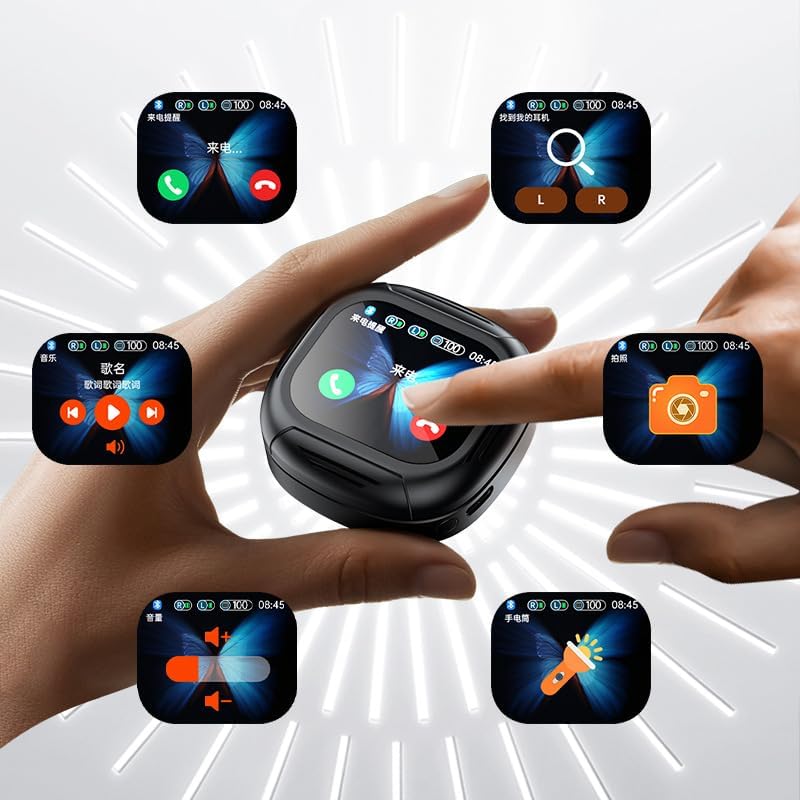 Wireless Earbuds Bluetooth 5.4 Headphones with LCD Touch Screen,Wireless Sports Active Noise Cancellation Earphones Ultra Long Lasting for Phone Laptop PC TV Running Workout,White