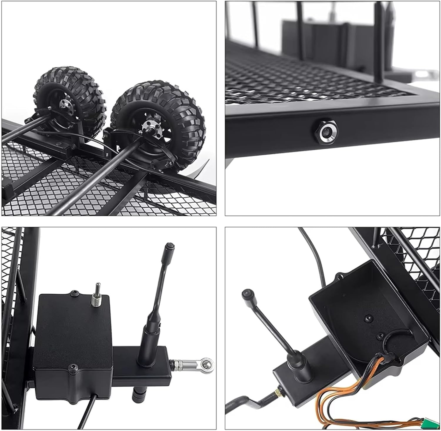 RC Cars Crawler Parts Compatible with Trailer 1/10 1/5 1/8 RC Car Crawler DIY Upgrade Parts Accessories 1Set Metal Large Trailer with Tire