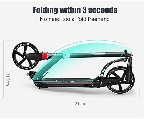 Two Wheels Folding Kick Scooter for Adults Kids Portable Foot Scooter Height Adjustable Aluminum Alloy Disc Brake PU Wheels (Color : B Size : Disc Brake White) (A Foot Brake White)