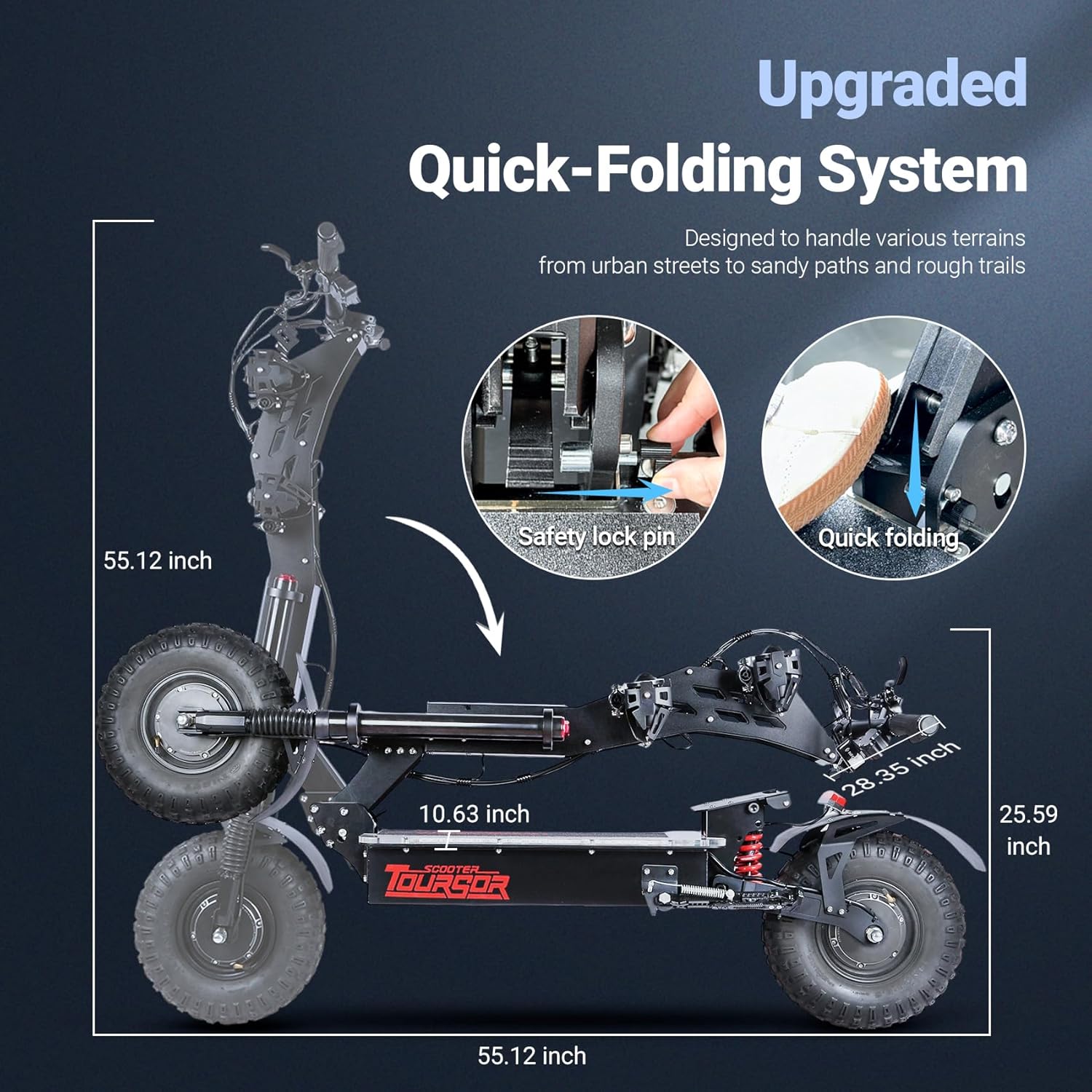 Electric Scooter Adult X1460V, Top Speed 65 MPH 10,000W Power Dual Motor 70 Miles Range with 14